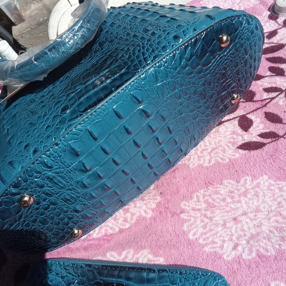 Teal Croc-Embossed Dome Tote and Wallet Set - Women Bags - Picture 6 of 6